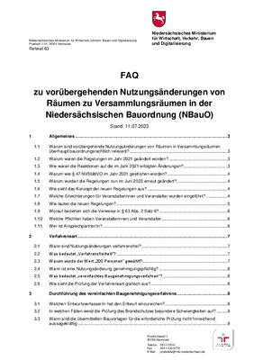 FAQs zu den Neuregelungen der Niedersächsischen Bauordnung (NBauO)