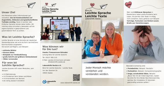 Informationsflyer zum Büro Leichte Sprache der Lebenshilfe Seelze