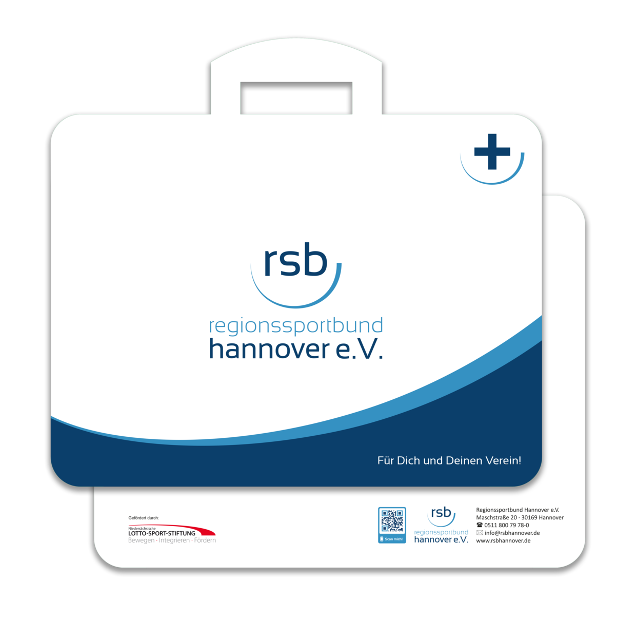 Erste-Hilfe-Koffer für Vereine mit RSB-Logo und Claim