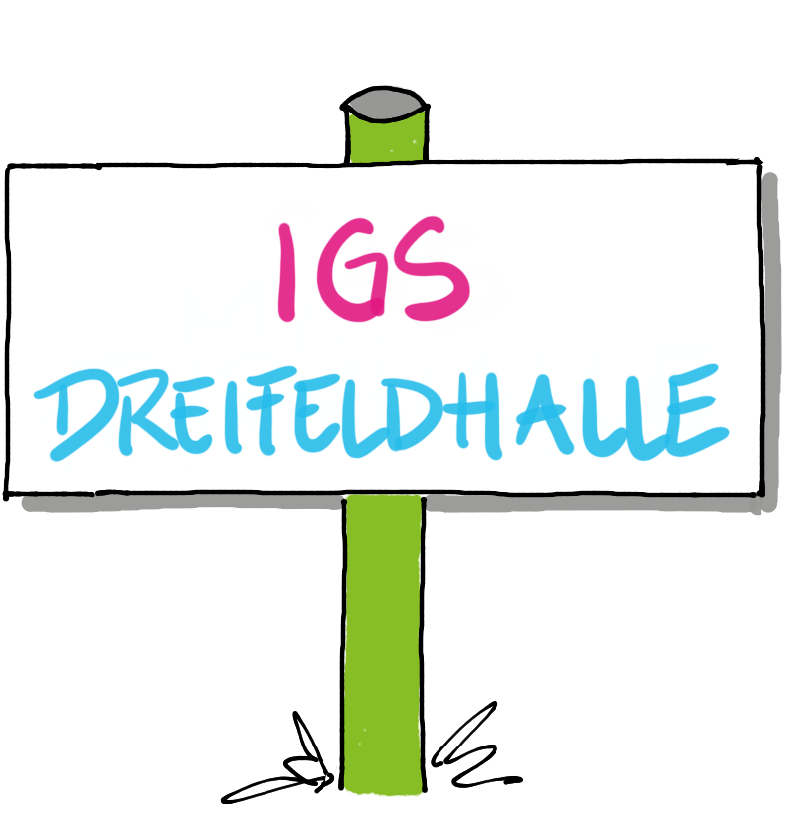 IGS Dreifeldhalle Schild mit der Sportstätte IGS Dreifeldhalle