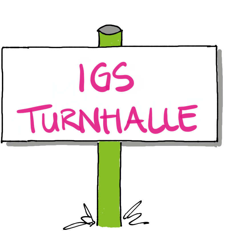 Schild mit der Sportstätte IGS Turnhalle